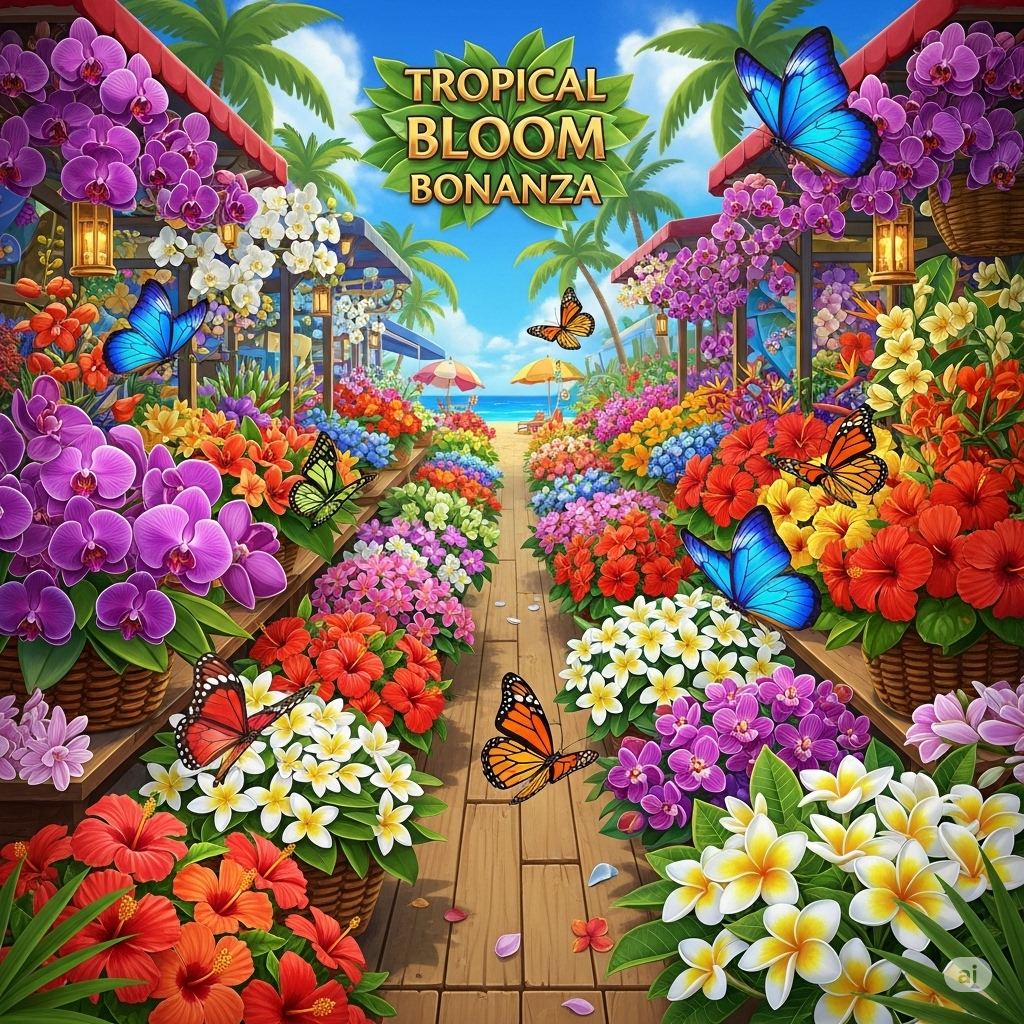 Slot bertema pasar bunga tropis
